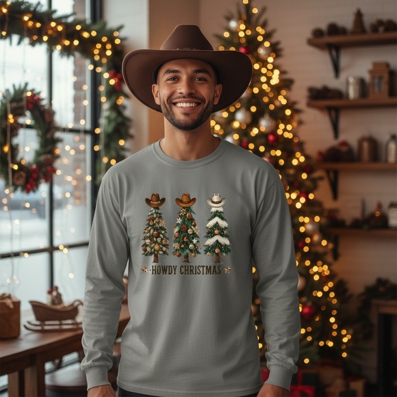 Howdy, Western Christmas T-shirt Boy or Girl 2 3 4 5 6 7 8 10 S-XL Western Tees - Picture 9 of 9